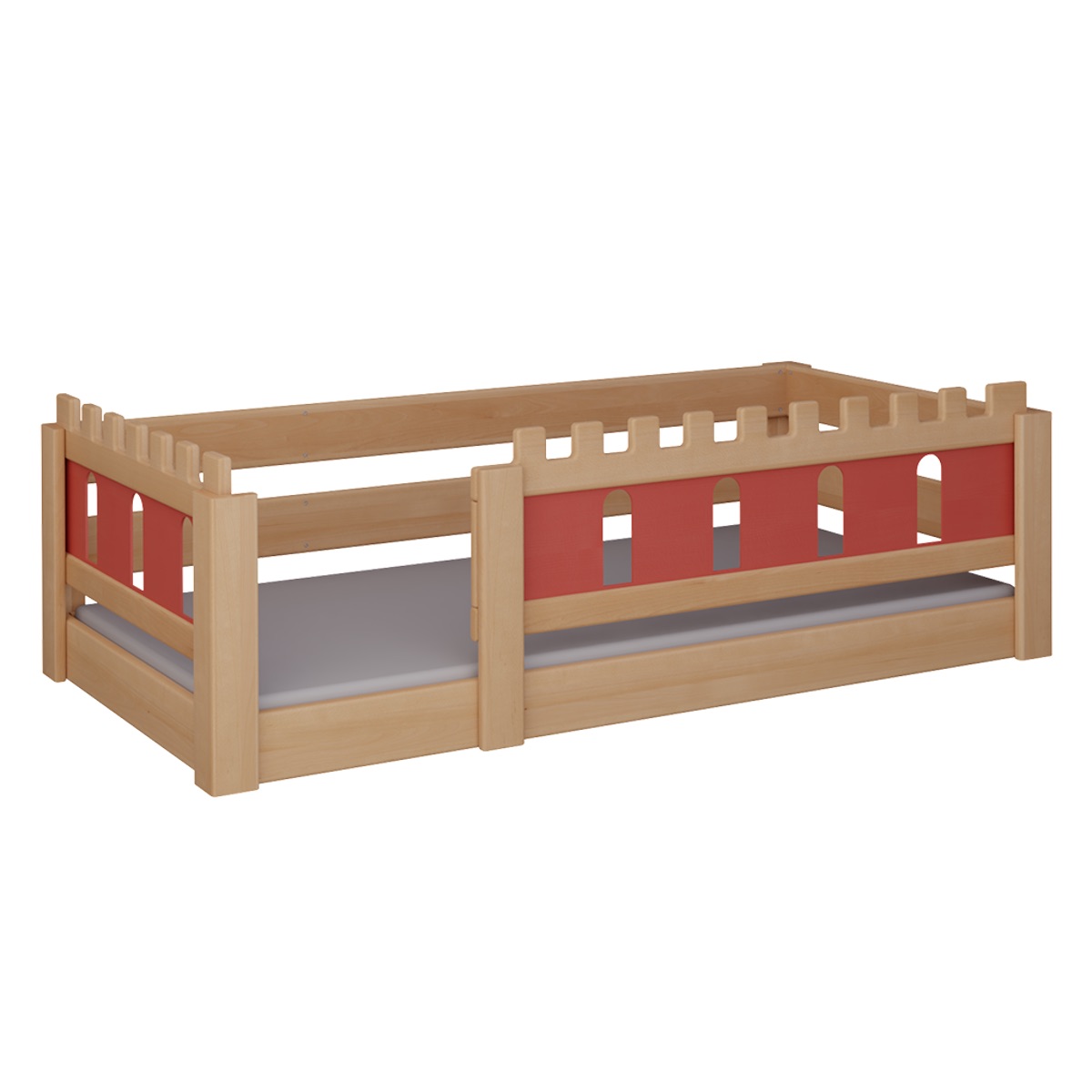 Cama Castillo baja DELUXE de Breuyn natural-rojo