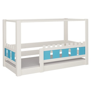 Cama Castillo con dosel DELUXE de Breuyn blanqueada-azul