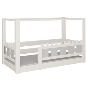 Cama Castillo con dosel DELUXE de Breuyn blanqueada-gris