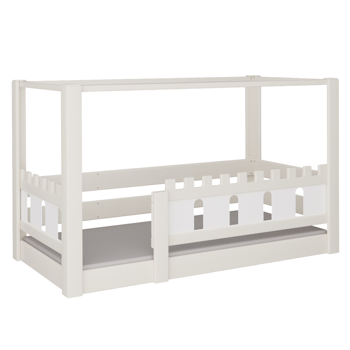 Cama Castillo con dosel DELUXE de Breuyn blanqueada