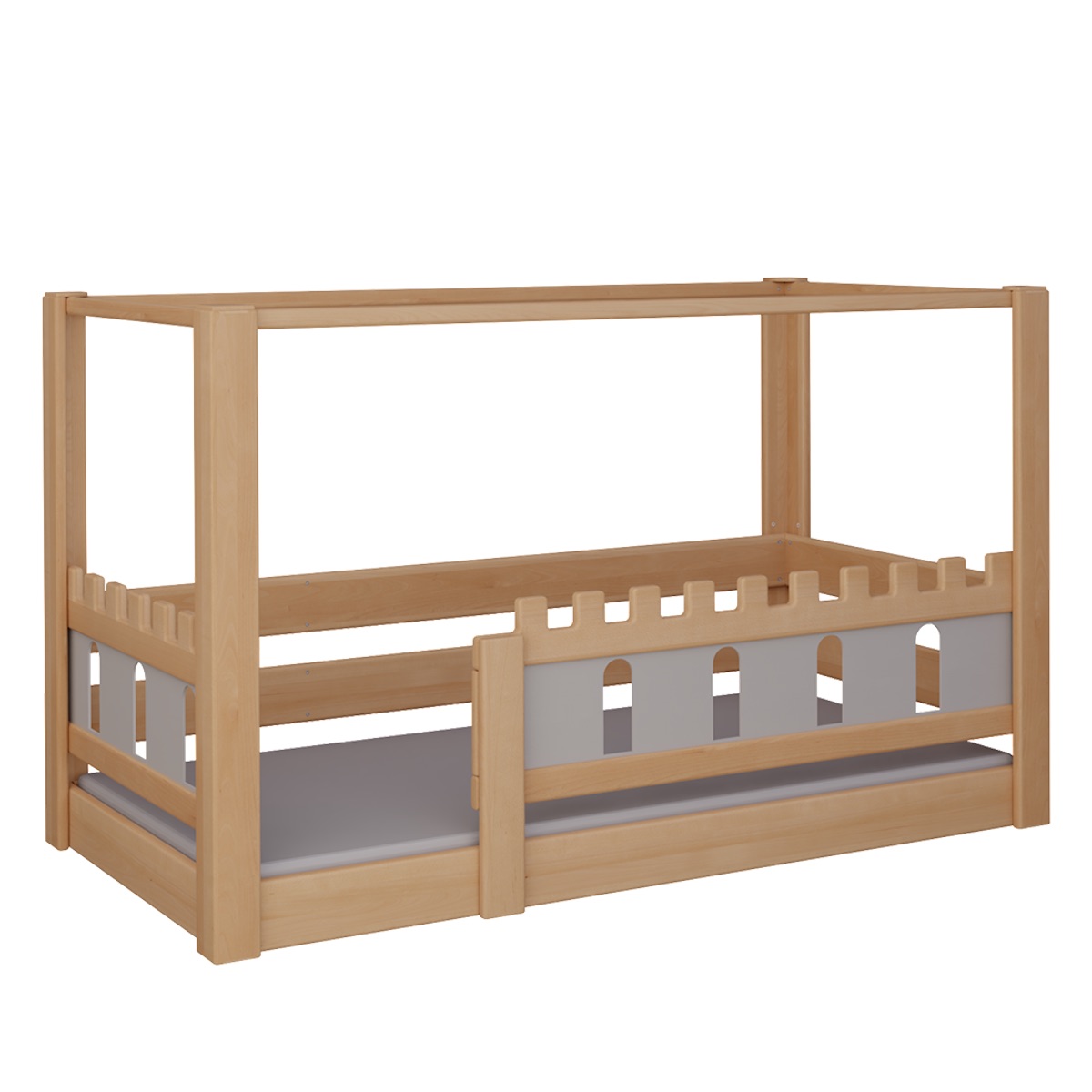 Cama Castillo con dosel DELUXE de Breuyn natural-gris