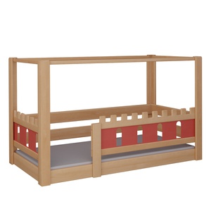 Cama Castillo con dosel DELUXE de Breuyn natural-rojo