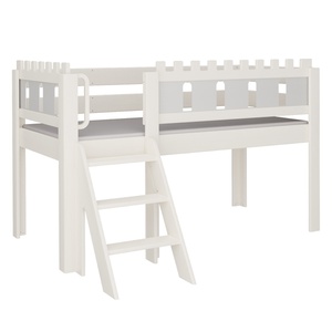 Cama Castillo media alta escalera DELUXE de Breuyn blanqueada-gris