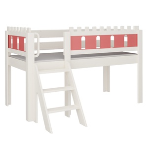 Cama Castillo media alta escalera DELUXE de Breuyn blanqueada-rojo