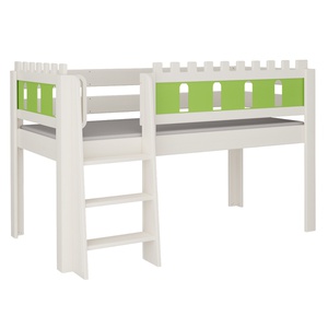 Cama Castillo media alta escalera DELUXE de Breuyn blanqueada-verde