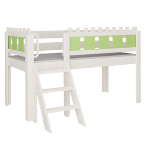 Cama Castillo media alta escalera DELUXE de Breuyn blanqueada-verde