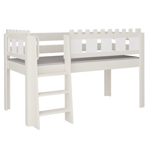 Cama Castillo media alta escalera DELUXE de Breuyn blanqueada
