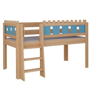 Cama Castillo media alta escalera DELUXE de Breuyn natural-azul