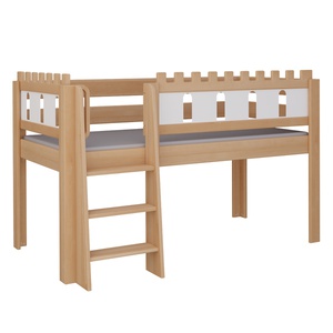 Cama Castillo media alta escalera DELUXE de Breuyn natural-blanqueada