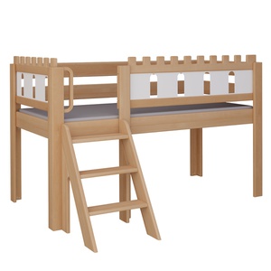 Cama Castillo media alta escalera DELUXE de Breuyn natural-blanqueada