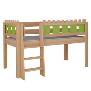 Cama Castillo media alta escalera DELUXE de Breuyn natural-verde