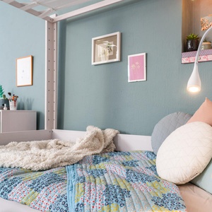 Cama con dosel 140x200cm DESTYLE de Breuyn tintada en blanco