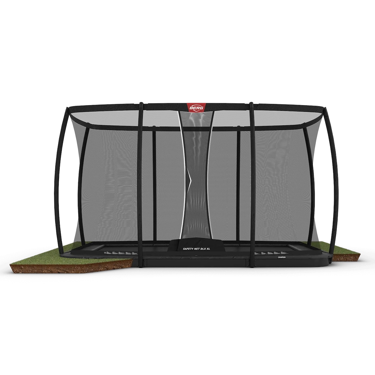 Cama elástica FlatGround 410cm ULTIM CHAMPION+red seguridad Deluxe XL Berg gris