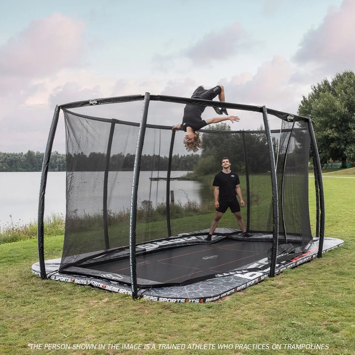 Cama elástica FlatGround 500cm SPORTS ULTIM PRO BOUNCER+red seguridad XL Berg