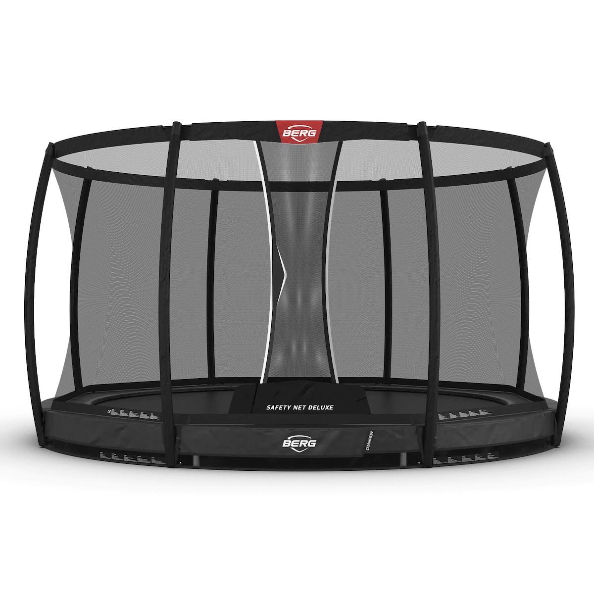 Cama elástica InGround 380cm CHAMPION+red seguridad Deluxe Berg gris