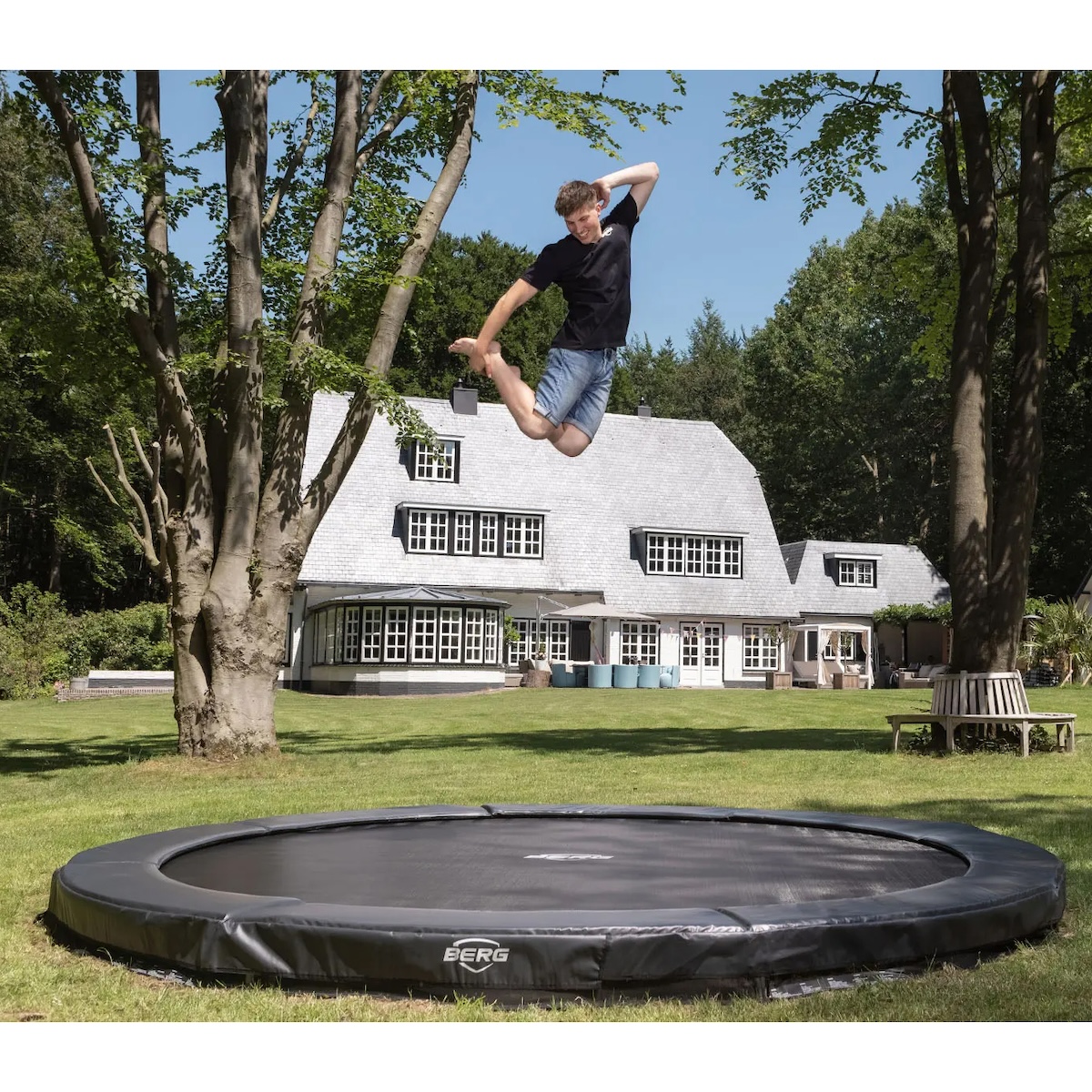 Cama elástica InGround 380cm SPORTS CHAMPION Berg gris