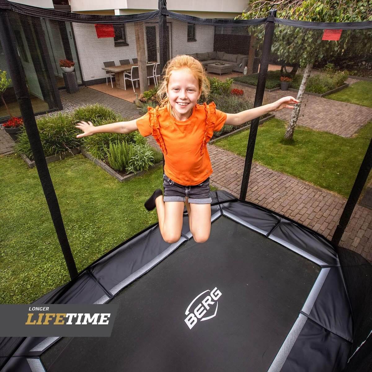 Cama elástica Regular 280cm ULTIM FAVORIT+red seguridad confort Berg negro