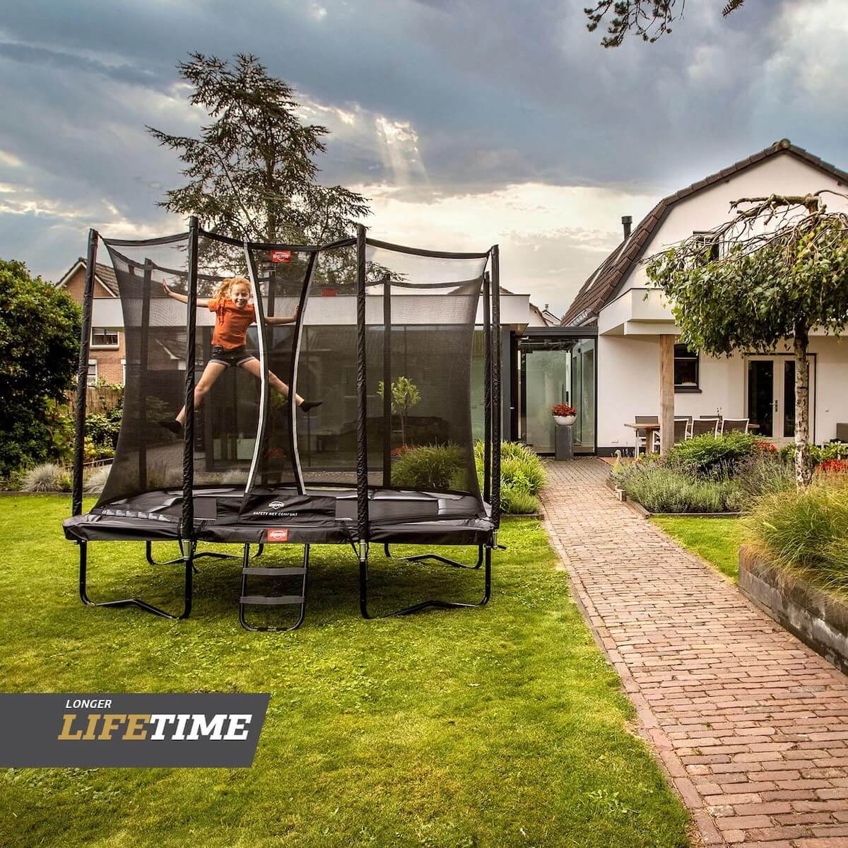 Cama elástica Regular 280cm ULTIM FAVORIT+red seguridad confort Berg negro