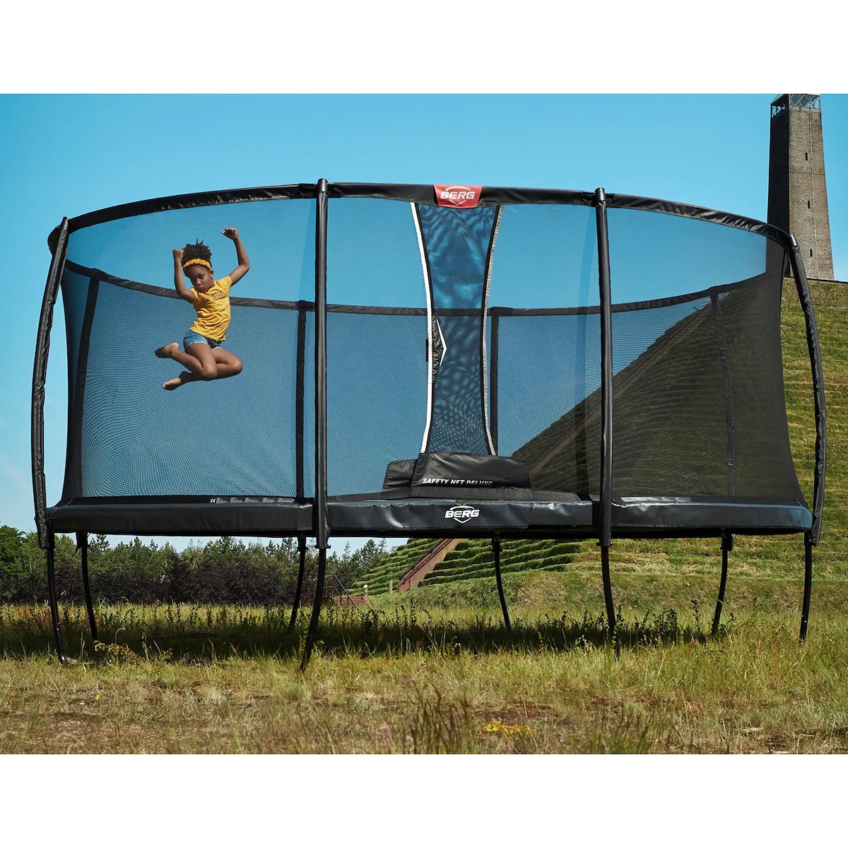 Cama elástica Regular 350cm GRAND CHAMPION+red seguridad Deluxe Berg gris