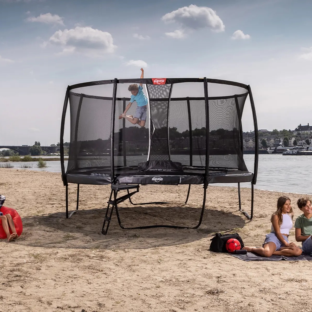 Cama elástica Regular 430cm CHAMPION+red seguridad Deluxe XL Berg gris