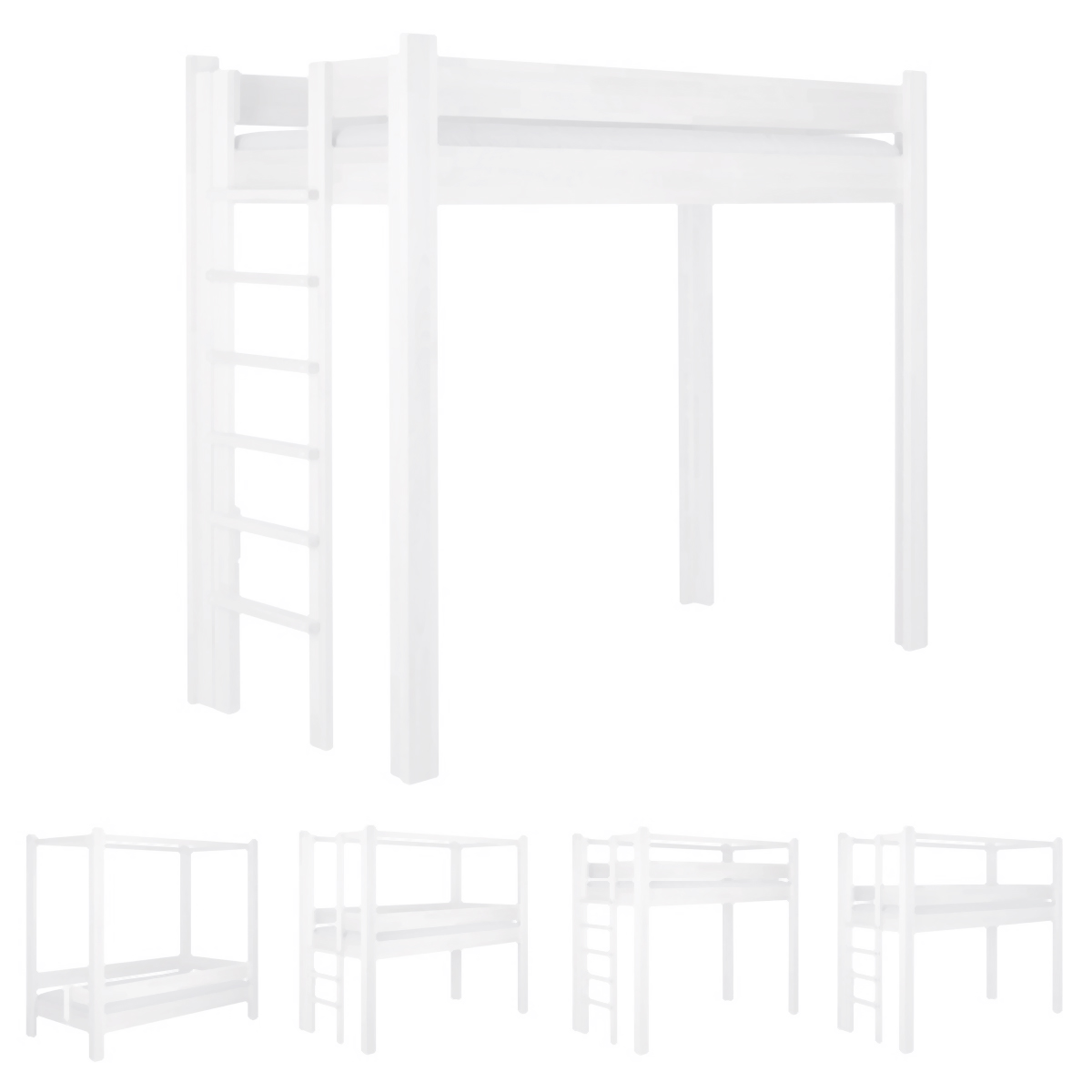 Cama evolutiva 5 en 1 90x200cm escalera lateral DESTYLE de Breuyn lacado blanco