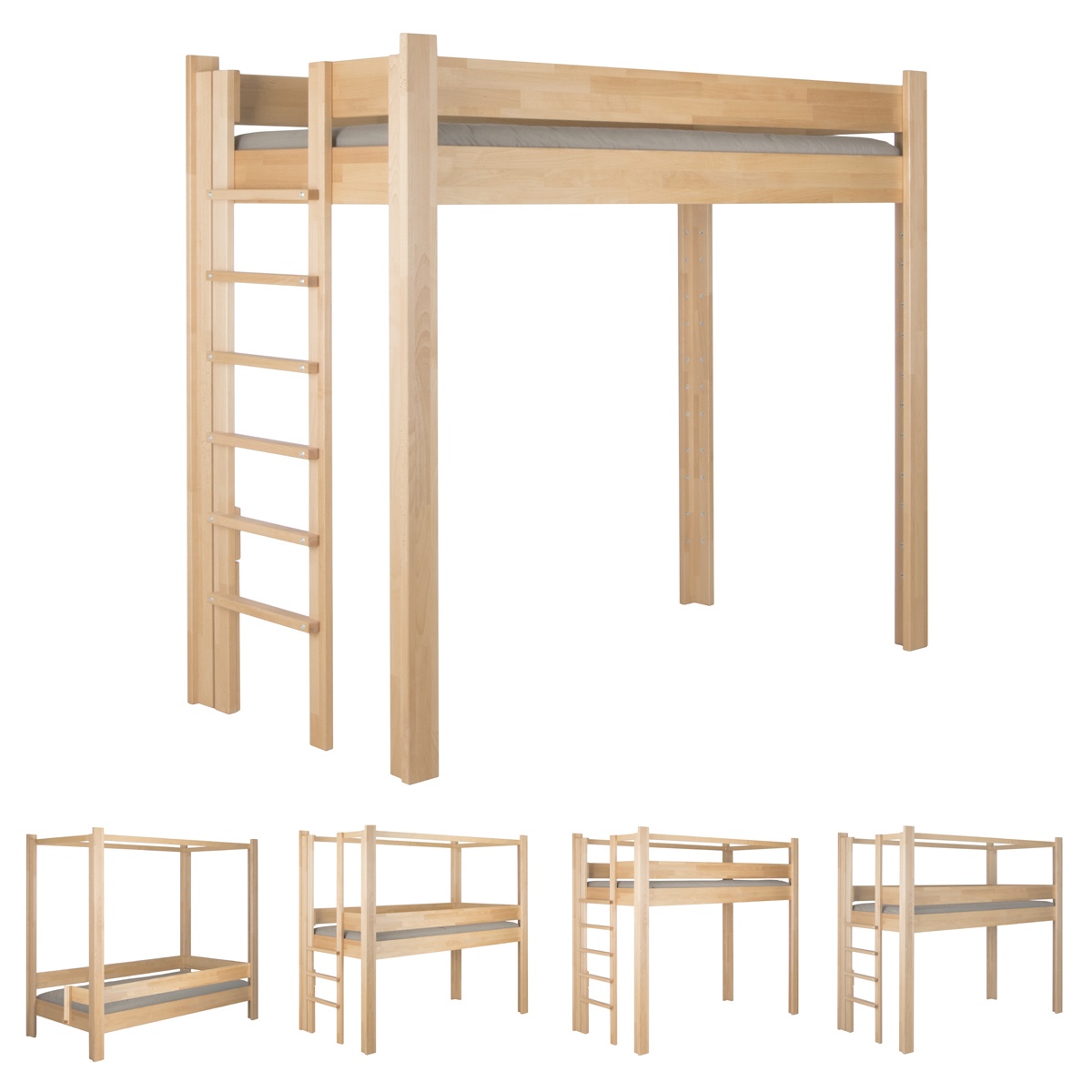 Cama evolutiva 5 en 1 90x200cm escalera lateral DESTYLE de Breuyn natural