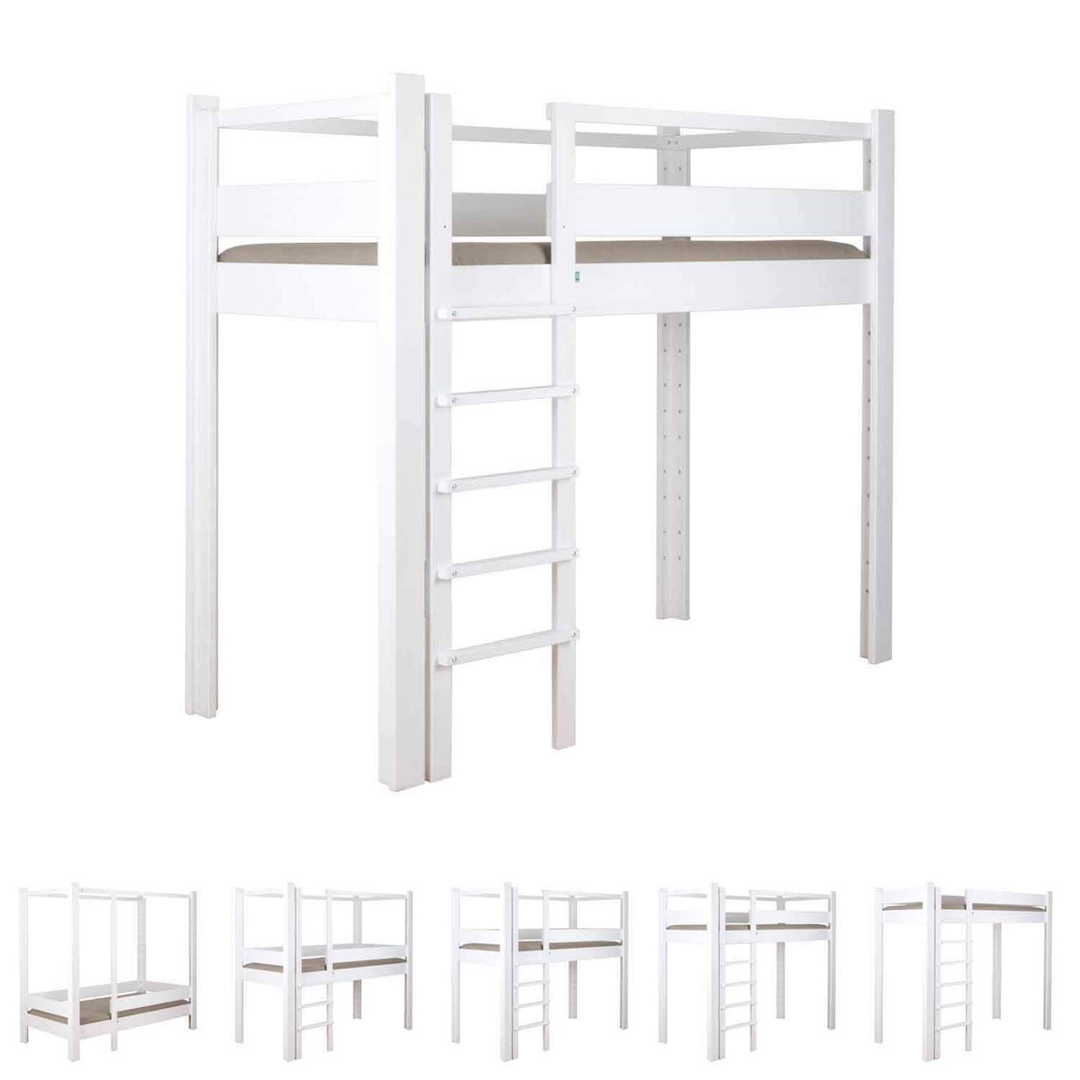 Cama evolutiva 90x200cm 5 en 1 escalera frontal DESTYLE de Breuyn tintada en blanco
