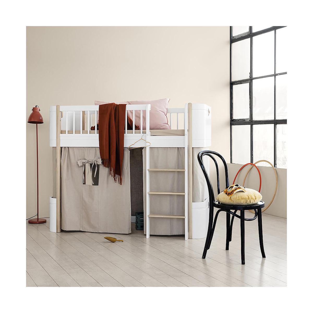 Cama evolutiva media alta 68x162cm WOOD MINI+ Oliver Furniture blanco-roble