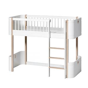 Cama evolutiva media alta 68x162cm WOOD MINI+ Oliver Furniture blanco-roble