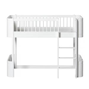 Cama evolutiva media alta 68x162cm WOOD MINI+ Oliver Furniture blanco