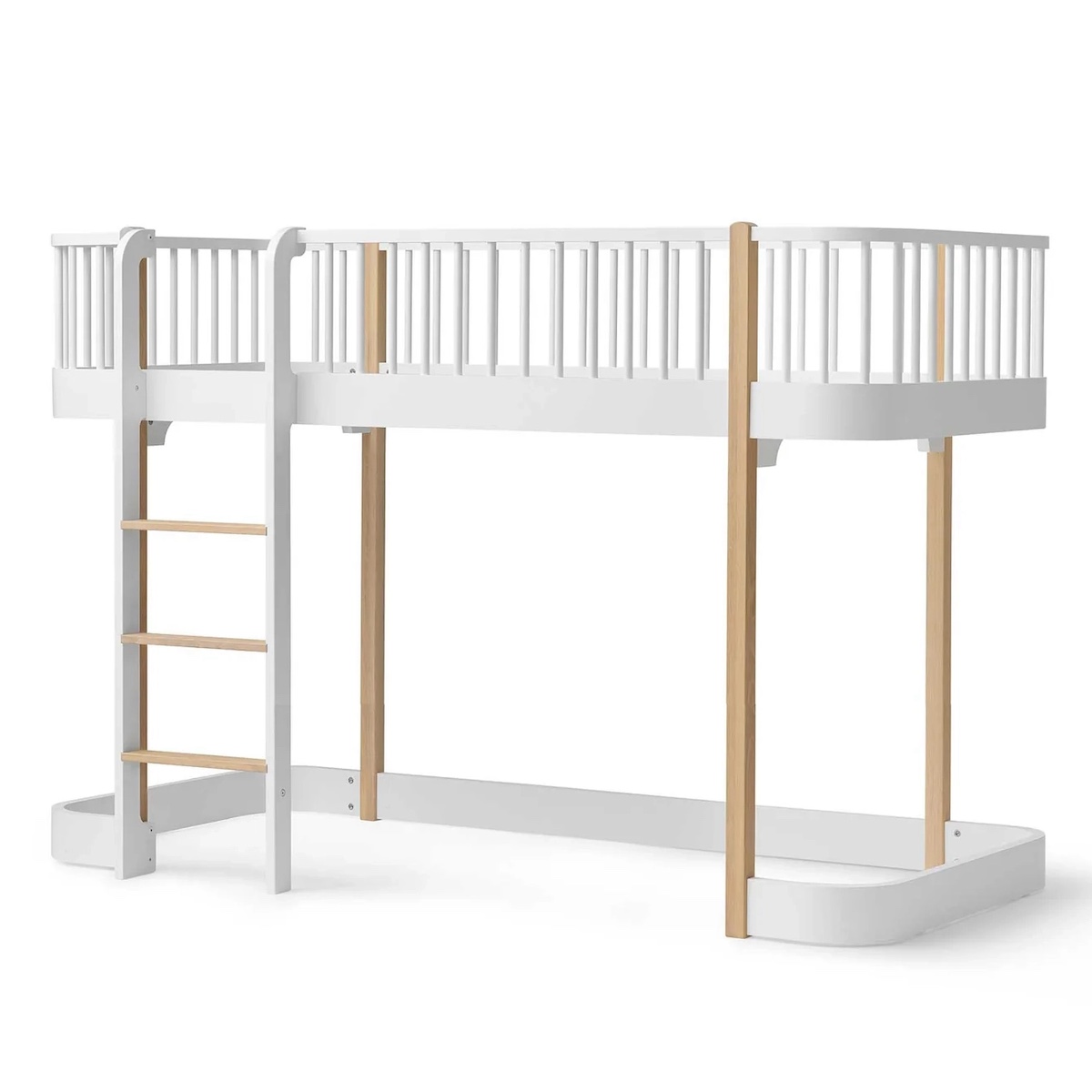 Cama evolutiva media alta 90x200cm WOOD ORIGINAL Oliver Furniture blanco-roble