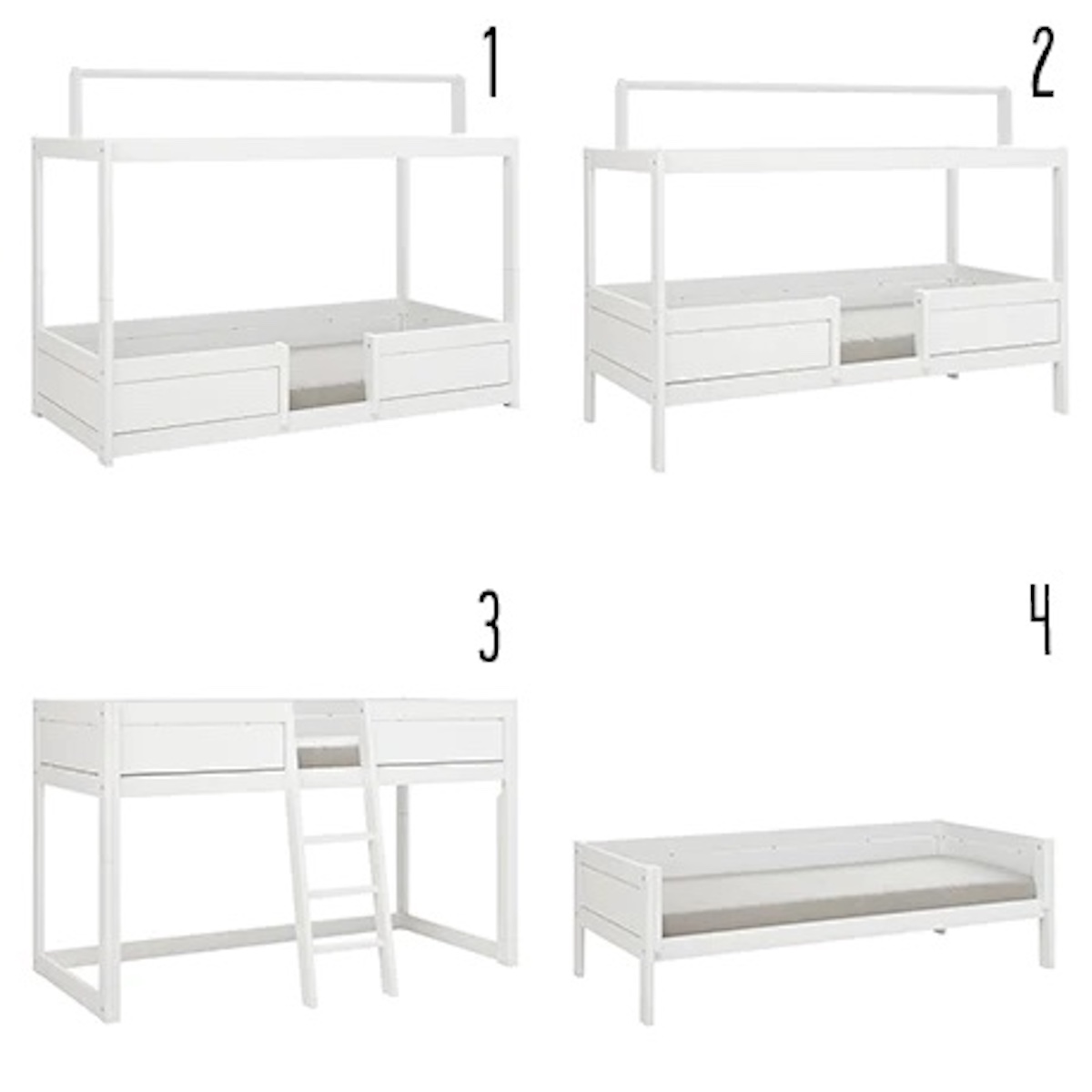 Cama evolutiva techo 90x200cm 4en1 Lifetime blanqueado