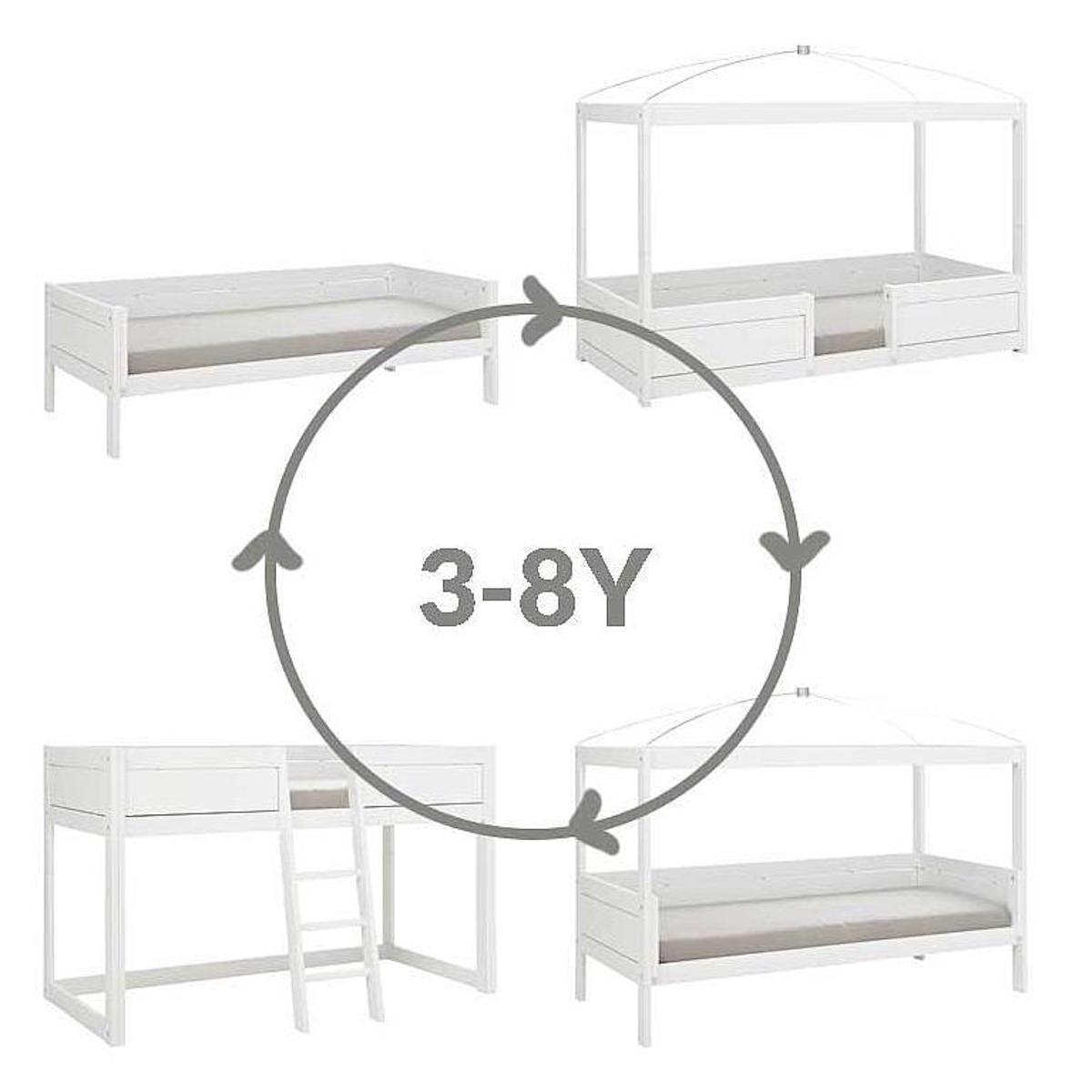 Cama evolutiva-techo-cúpula 90x200cm 4en1 Lifetime blanco