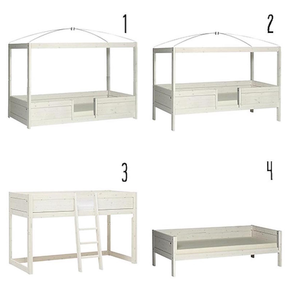 Cama evolutiva-techo-cúpula 90x200cm somier Deluxe 4en1 Lifetime blanqueado
