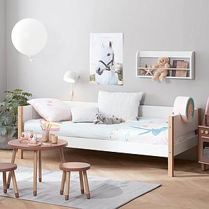 Cama individual 90x200cm NOR Flexa roble-blanco