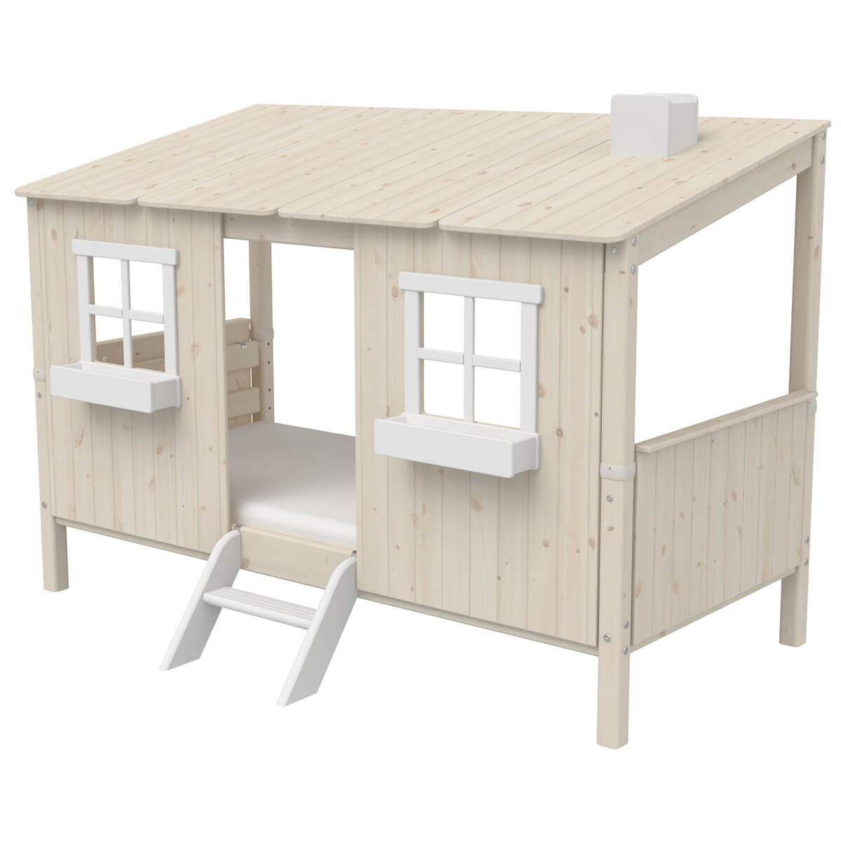 Cama individual evolutiva cabaña 90x200cm 1/1 PLAY HOUSE CLASSIC Flexa blanco cal