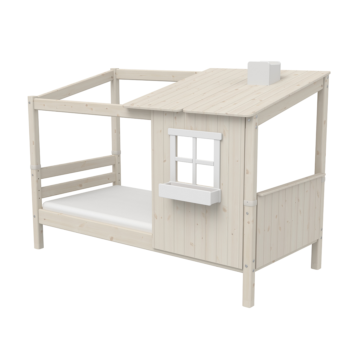 Cama individual evolutiva cabaña 90x200cm 1/2 PLAY HOUSE CLASSIC Flexa blanco cal