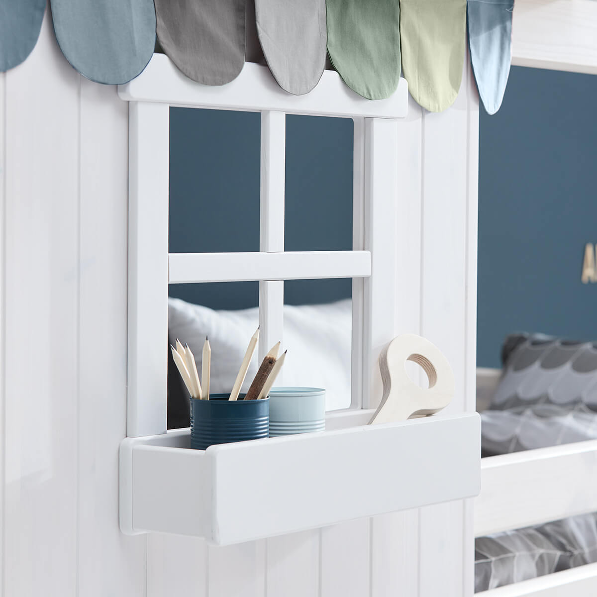Cama individual evolutiva cabaña 90x200cm 1/2 PLAY HOUSE CLASSIC Flexa blanco cal