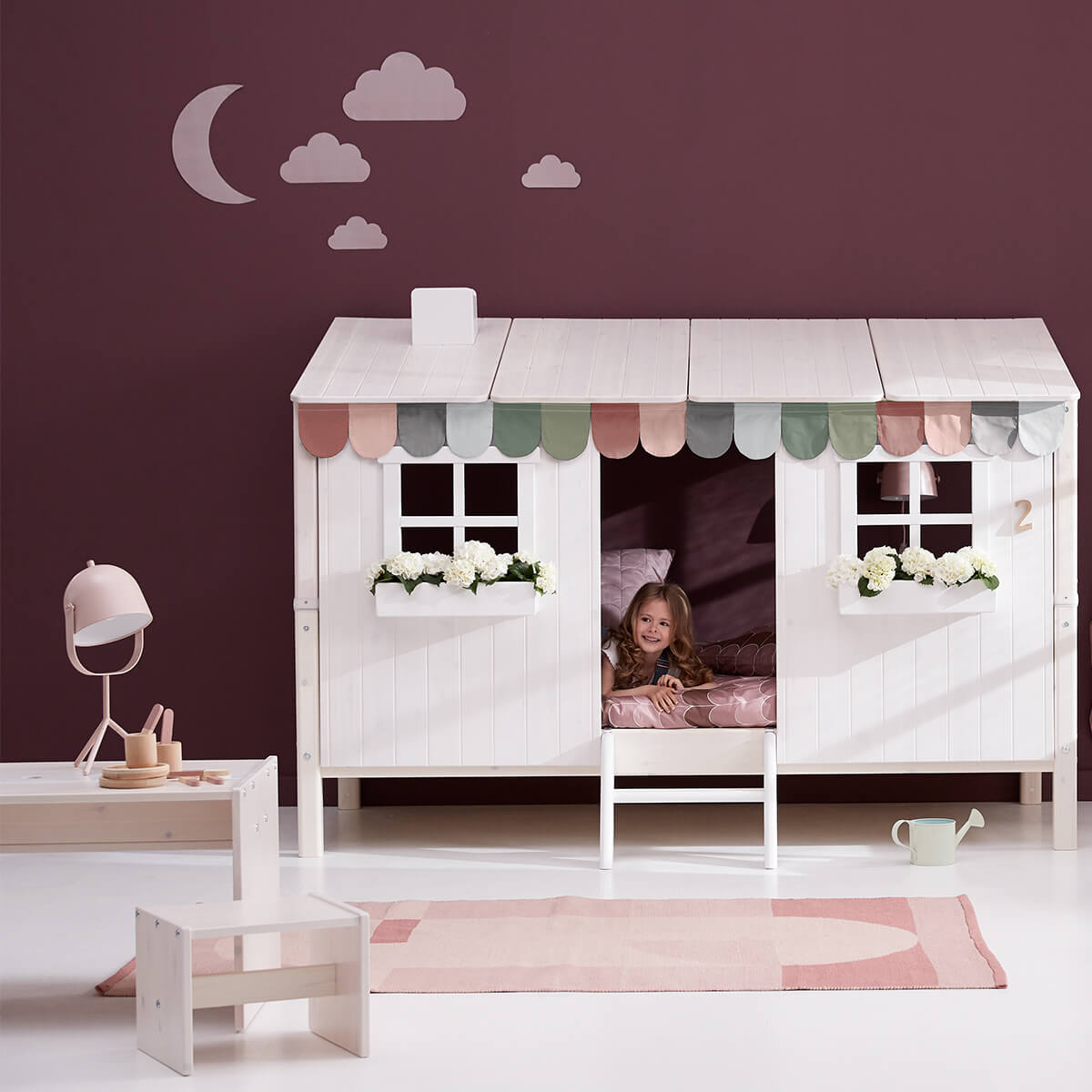 Cama individual evolutiva cabaña 90x200cm 1/2 PLAY HOUSE CLASSIC Flexa blanco cal