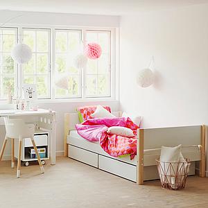 Cama infantil 90x200cm 2 cajones WHITE Flexa blanco