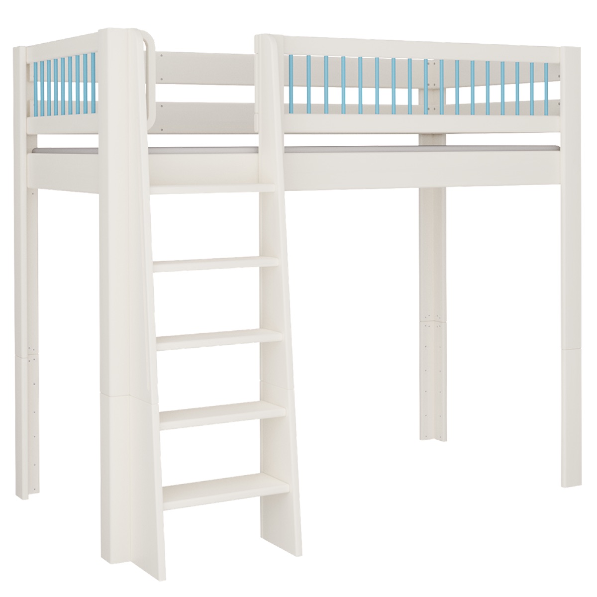 Cama Kubu alta DELUXE de Breuyn blanqueada-azul