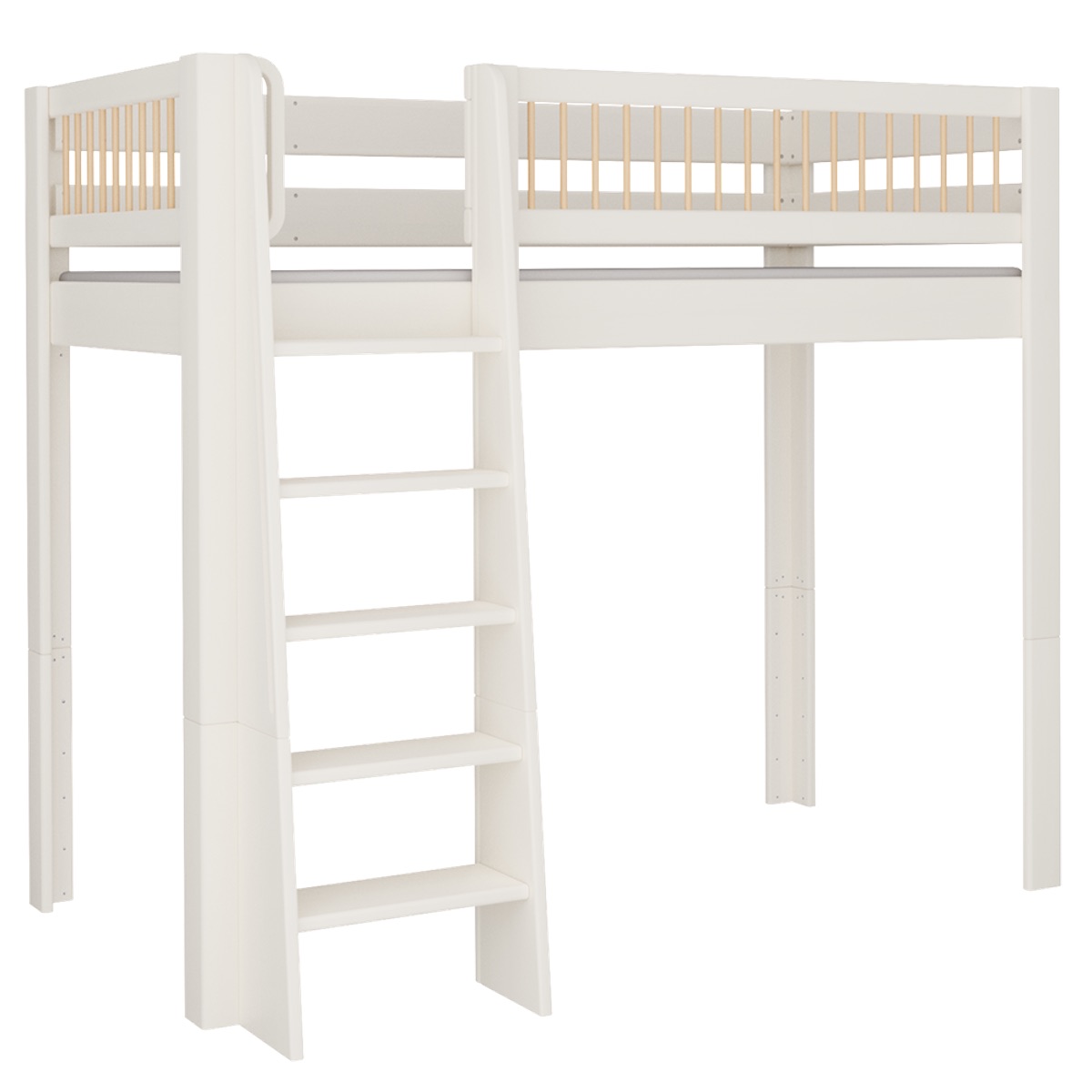 Cama Kubu alta DELUXE de Breuyn blanqueada-natural