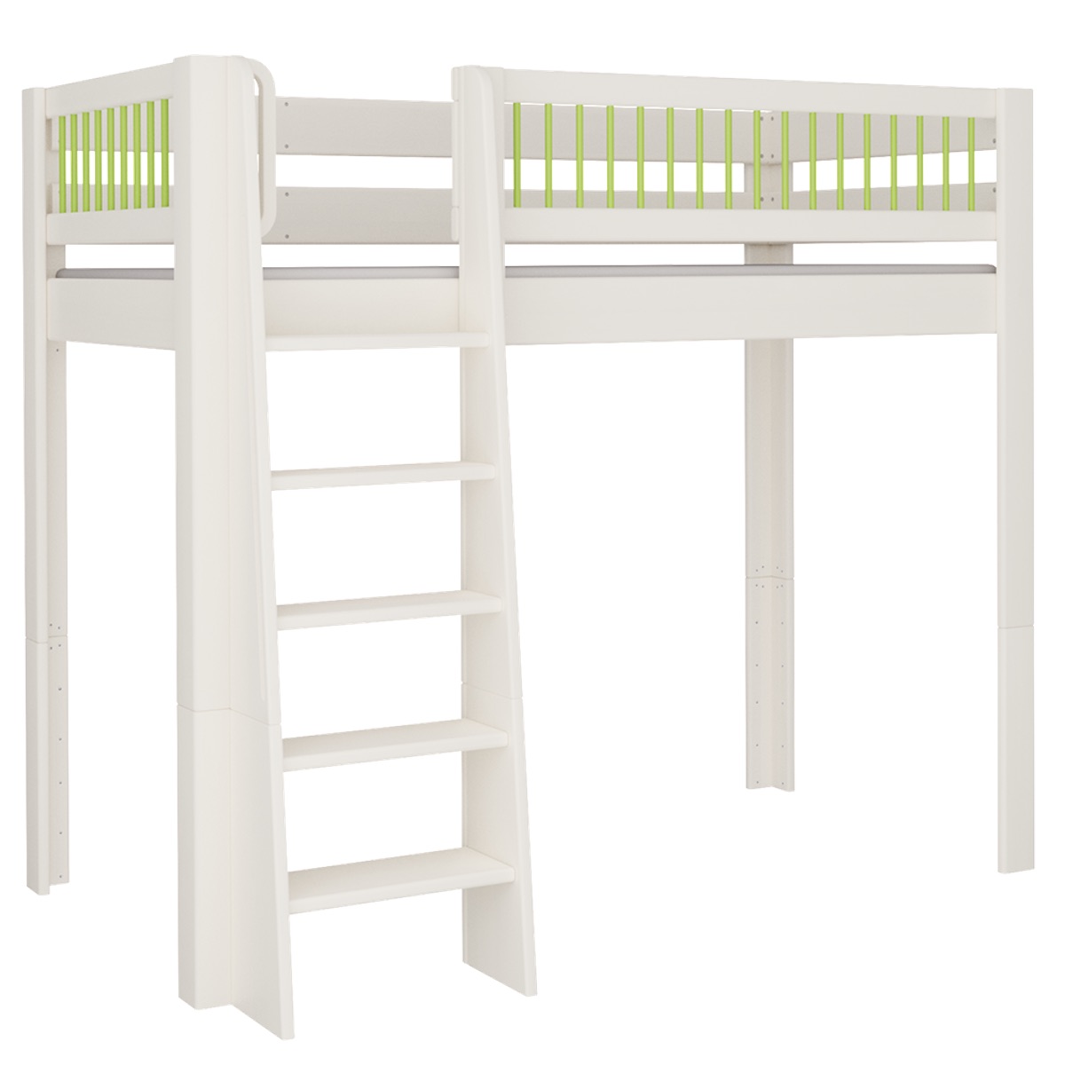Cama Kubu alta DELUXE de Breuyn blanqueada-verde
