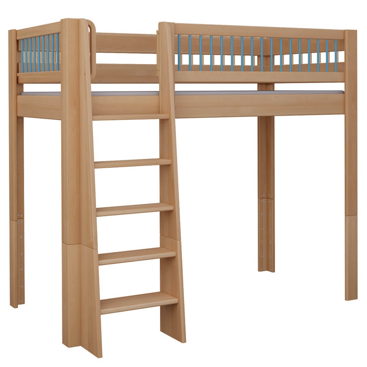 Cama Kubu alta DELUXE de Breuyn natural-azul