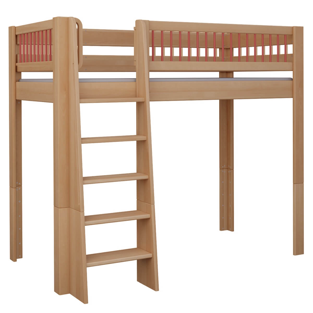Cama Kubu alta DELUXE de Breuyn natural-rojo