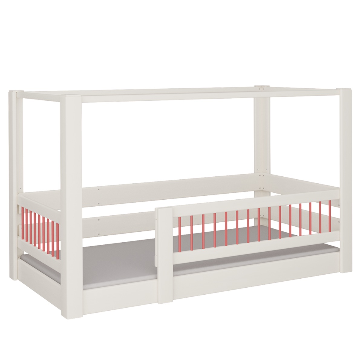Cama Kubu con dosel DELUXE de Breuyn blanqueada-rojo