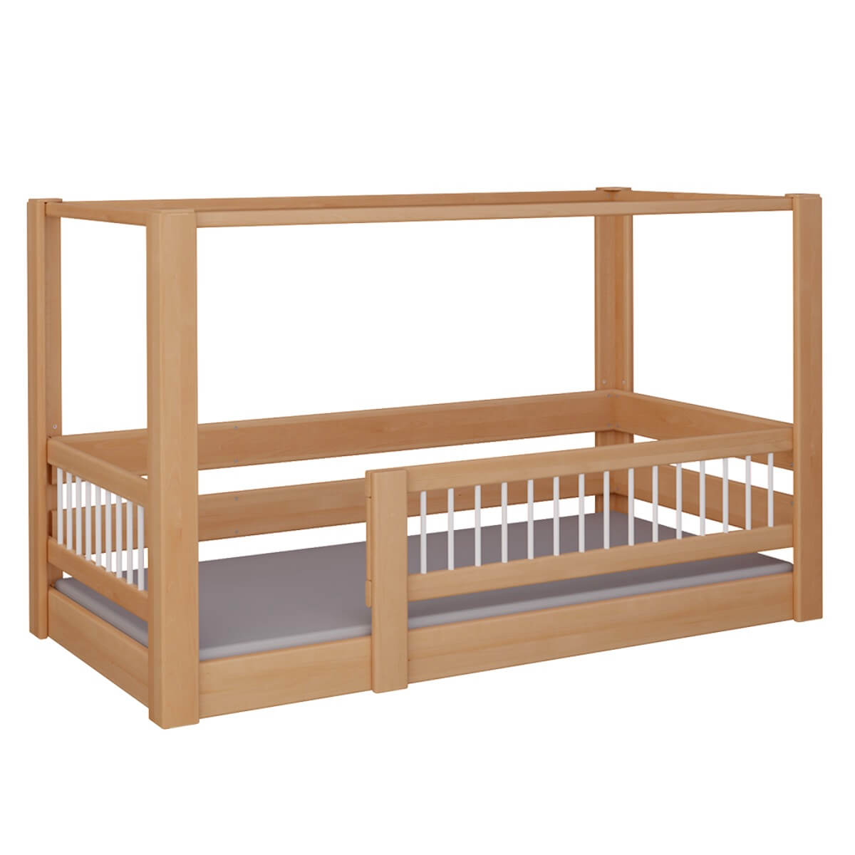 Cama Kubu con dosel DELUXE de Breuyn natural-blanqueada