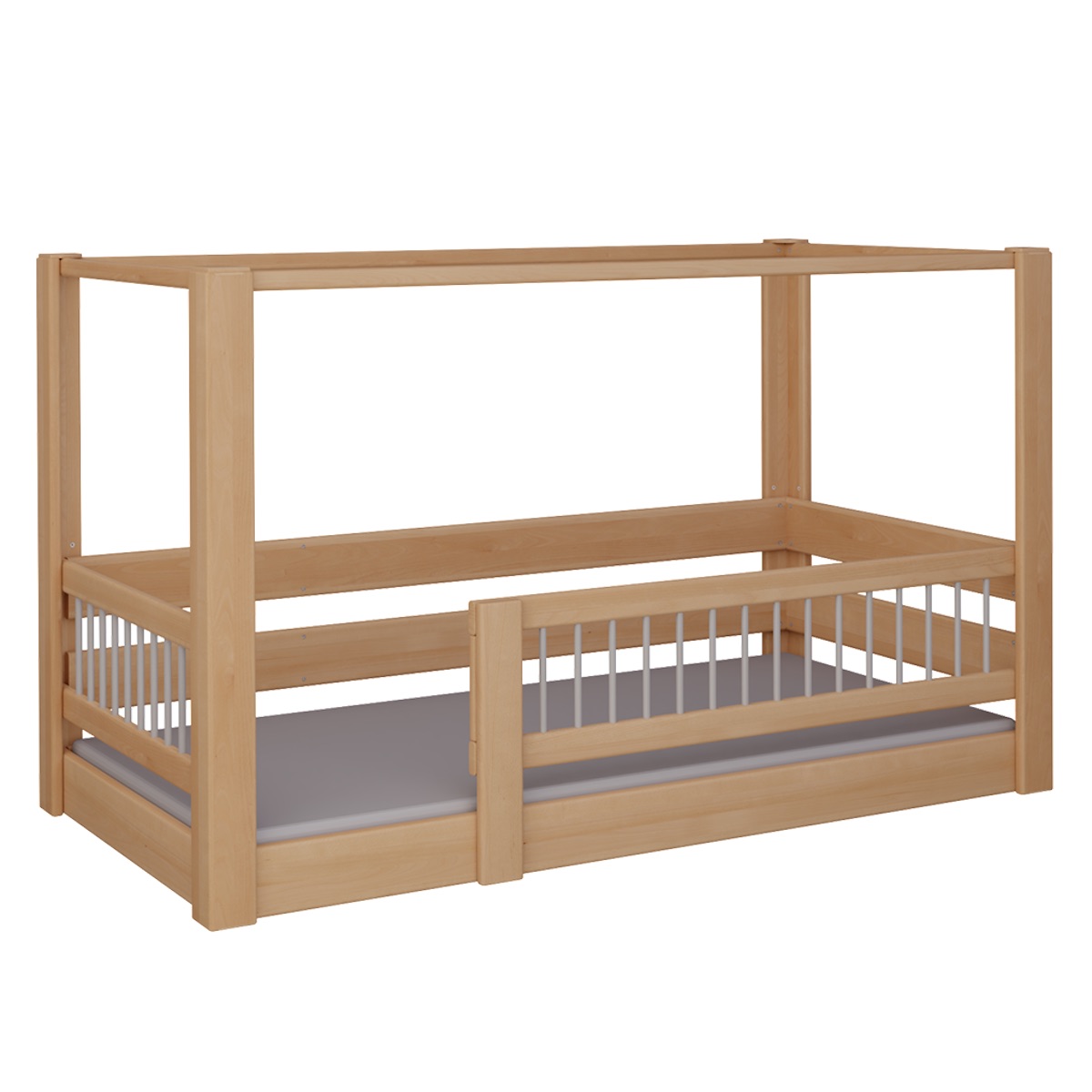 Cama Kubu con dosel DELUXE de Breuyn natural-gris