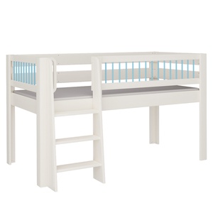 Cama Kubu media alta escalera DELUXE de Breuyn blanqueada-azul