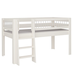 Cama Kubu media alta escalera DELUXE de Breuyn blanqueada-gris